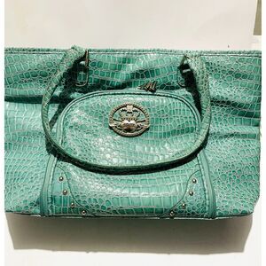 Kathy Van Zeeland bag Travelware Seafoam Croc tote turquoise women